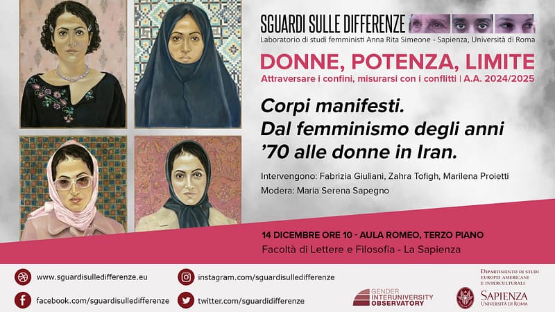 Locandina incontro Corpi manifesti. Elaborazione grafica di Celeste Aresu